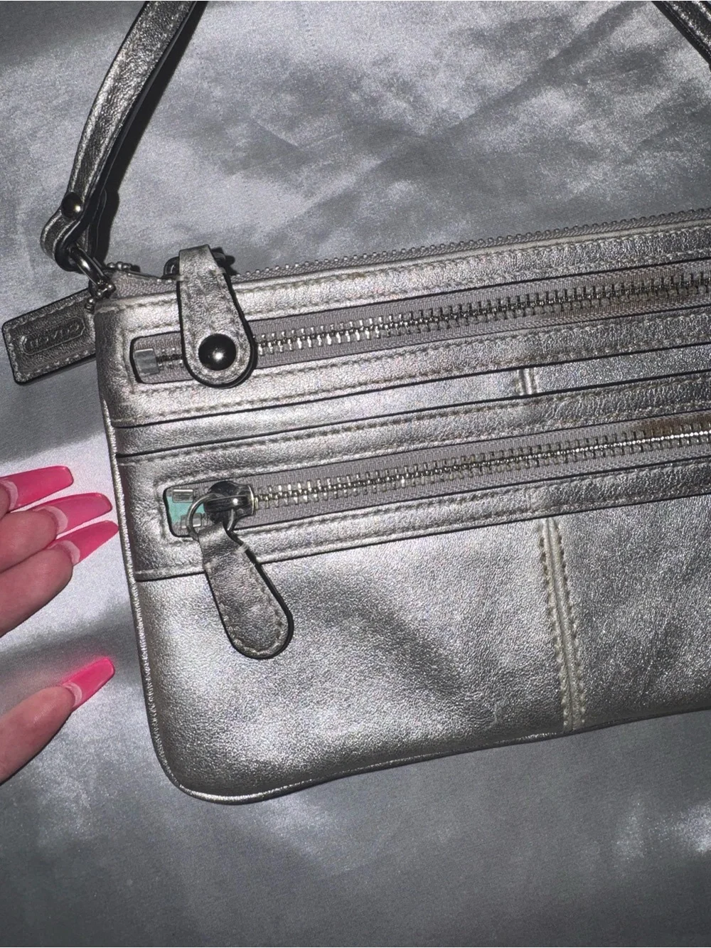 Coach Metallic Gray Women’s Shoulder Bag - Sleek Everyday Carry
